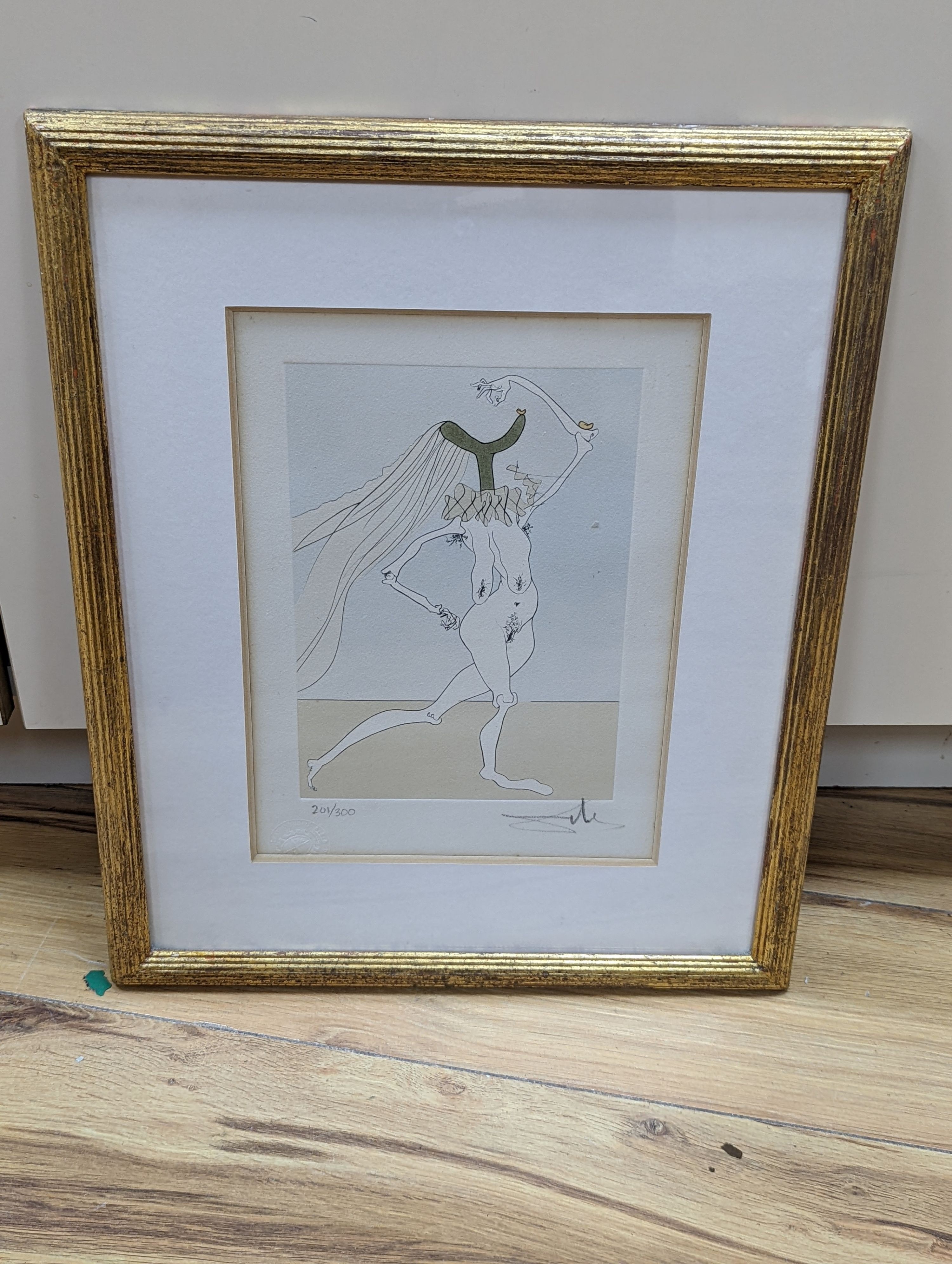 Salvador Dali (1904-1989), etching, Nu aux Voilettes (from Visions De Quevedo), signed in pencil, 201/300, 21 x 15cm